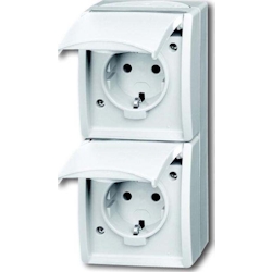 Busch-Jaeger Steckdose,senkrecht,2fach 20-02 EBW-54 2CKA002084A0722 Image