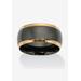 Men's Big & Tall Stainless Steel Black and Gold Ion Plated Wedding Band Ring by PalmBeach Jewelry in Stainless Steel (Size 8)