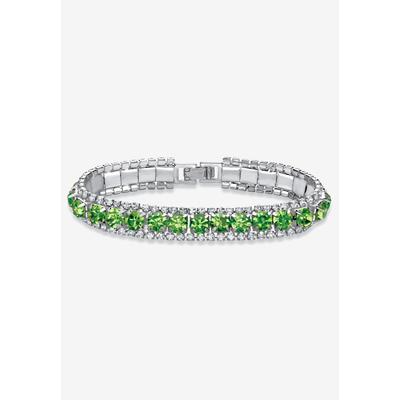 Women's Silver Tone Tennis Bracelet Simulated Birthstones and Crystal, 7" by PalmBeach Jewelry in August