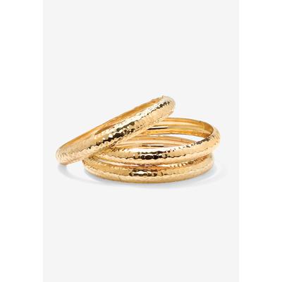 Women's Goldtone Hammered 3-Piece Bracelet Set (11mm), 8.5" by PalmBeach Jewelry in Gold