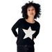 Plus Size Women's Star Applique Sweater by ellos in Black White (Size 5X)