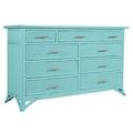 David Francis Furniture Bermuda 9 Drawer Double dresser Wood/Wicker/Rattan in Blue | 36 H x 60 W x 20 D in | Wayfair B1810-S135-H302