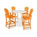 POLYWOOD® Palm Coast 5-Piece Round Bar Set Plastic in Orange/White | 52.75 H x 114 W x 114 D in | Outdoor Furniture | Wayfair PWS308-1-10142