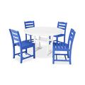 POLYWOOD® La Casa Café 5-Piece Side Chair Outdoor Dining Set Plastic in White/Blue | 34 H x 114 W x 114 D in | Wayfair PWS302-1-10128