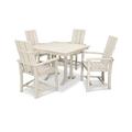 POLYWOOD® Modern Adirondack 5-Piece Farmhouse Trestle Outdoor Dining Set Plastic in Brown | 29 H x 37 W x 37 D in | Wayfair PWS331-1-TE