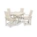 POLYWOOD® Modern Adirondack 5-Piece Farmhouse Trestle Outdoor Dining Set Plastic in Brown | 29 H x 37 W x 37 D in | Wayfair PWS331-1-TE