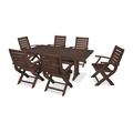 POLYWOOD® Signature Folding Chair 7-Piece Farmhouse Outdoor Dining Set w/ Trestle Legs Plastic | 50 H x 148 W x 113 D in | Wayfair PWS295-1-MA