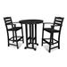 POLYWOOD® La Casa Café 3-Piece Round Farmhouse Bar Set Plastic in Black | Outdoor Furniture | Wayfair PWS219-BL