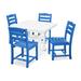 POLYWOOD® La Casa Café 5-Piece Farmhouse Trestle Side Chair Outdoor Dining Set Plastic in White/Blue | Wayfair PWS438-1-10422