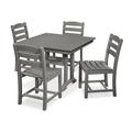 POLYWOOD® La Casa Café 5-Piece Farmhouse Trestle Side Chair Outdoor Dining Set Plastic in Gray | Wayfair PWS438-1-GY