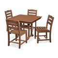 POLYWOOD® La Casa Café 5-Piece Farmhouse Trestle Side Chair Outdoor Dining Set Plastic in Brown | Wayfair PWS438-1-TE