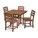 POLYWOOD® La Casa Café 5-Piece Farmhouse Trestle Side Chair Outdoor Dining Set Plastic in Brown | Wayfair PWS438-1-TE