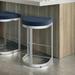 Orren Ellis Karmen Backless Counter & Bar Stool Upholstered/Metal in Gray/Blue | 30.13 H x 17.25 W x 17.25 D in | Wayfair