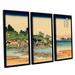 Vault W Artwork 'Enoshima in the Sagami Province' by Katsushika Hokusai 3 Piece Framed Painting Print Set /Canvas in Blue/Brown/Green | Wayfair