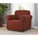 Red Barrel Studio® Checkerboard Box Cushion Armchair Slipcover Polyester in Red/Brown | 40 H x 43 W x 36 D in | Wayfair