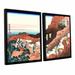 Vault W Artwork 'Climbing on Mountain Fuji' by Katsushika Hokusai 2 Piece Framed Painting Print Set Metal in Brown | 32 H x 48 W x 2 D in | Wayfair