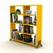 Ivy Bronx Kazanovicz 45" H x 44" W Geometric Bookcase Wood in Yellow | 45.2 H x 44.4 W x 11 D in | Wayfair 0A84B3E7891644F5B2A5F8E8AA70C4EF