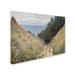 Vault W Artwork Road At La Cavee Pourville by Claude Monet - Print Fabric in White/Black | 35 H x 47 W x 2 D in | Wayfair AA00661-C3547GG