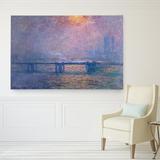 Vault W Artwork Charing Cross Bridge by Claude Monet - Wrapped Canvas Graphic Art Print Canvas in Indigo/Yellow | 18 H x 27 W in | Wayfair