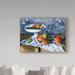 Vault W Artwork 'Still Life w/ Fruit Dish' by Paul Cezanne Oil Painting Print on Wrapped Canvas Metal in Blue | 24 H x 32 W x 2 D in | Wayfair