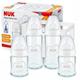 NUK First Choice+ Babyflaschen aus Glas, Starter Set | 0–6 Monate | 4 x Anti-Colic-Babyflaschen & Flaschenbox | BPA-frei | grau & weiß | 5-teilig