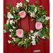 Primrue 24" Silk Wreath Silk in Green/Pink/White | 24 H x 24 W x 6 D in | Wayfair B73B662908524951A19199997E4BEA25