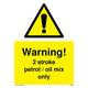 Warnung: 2-Takt-Benzin/Ölmischung.
