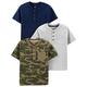 Simple Joys by Carter's Baby-Jungen 3-Pack Short-Sleeve Tee T-Shirt, Grau Meliert/Grün Tarnmuster/Marineblau, 2 Jahre (3er Pack)