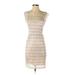 Jump Apparel Cocktail Dress - Sheath Scoop Neck Sleeveless: Tan Chevron/Herringbone Dresses - Women's Size 4