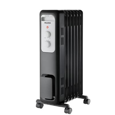 Pelonis 1,500-Watt Oil-Filled Radiant Electric Space Heater with Thermostat, Black