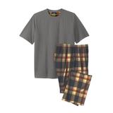 Men's Big & Tall Jersey Knit Plaid Pajama Set by KingSize in Grey Burgundy Plaid (Size 3XL) Pajamas