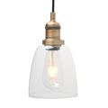 Phansthy Retro Pendant Light Industrial Ceiling Lights with 2m Adjustable Cloth Wire Clear Glass Kitchen Dining Room Hanging Light for E27 Edison Bulbs (Antique Brass)