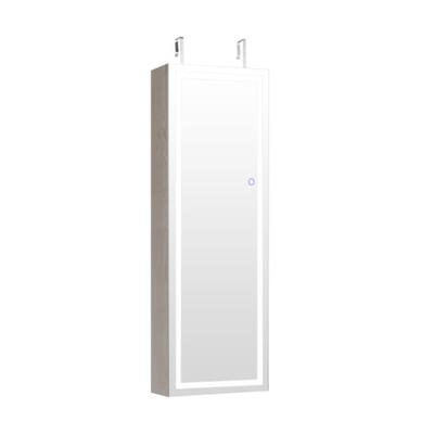 Costway Mirrored Jewelry Armoire with Full Length Mirror and 2 Internal LED Lights-White