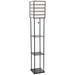 Lalia Home Black and Wood 3-Shelf Etagere Floor Lamp