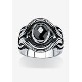 Men's Big & Tall Stainless Steel Antiqued Black Cubic Zirconia Ring by PalmBeach Jewelry in Stainless Steel (Size 11)