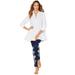 Plus Size Women's Poplin Fit-And-Flare Tunic by Roaman's in White (Size 14 W) Long Shirt Blouse