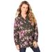 Plus Size Women's Long-Sleeve Kate Big Shirt by Roaman's in Purple Rose Floral (Size 34 W) Button Down Shirt Blouse