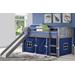 Louver Antique Grey Low Twin Loft w/ Blue Tent & Slide - Donco 790-AAG_750C-TB_785-AG