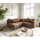 DELIFE Ecksofa Clovis Braun Antik Optik modular Armlehne Ottomane Rechts, Design Ecksofas, Couch Loft, Modulsofa, modular