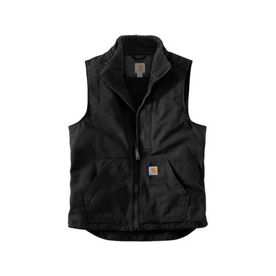 Carhartt Men's Loose Fit Washed Duck Sherpa Lined Mock Neck Vest, Black SKU - 118227