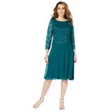 Plus Size Women's Embellished Lace & Chiffon Dress by Roaman's in Deep Lagoon (Size 24 W) Formal Evening