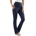 Plus Size Women's Straight-Leg Comfort Stretch Jean by Denim 24/7 in Indigo Wash (Size 38 W) Elastic Waist Denim