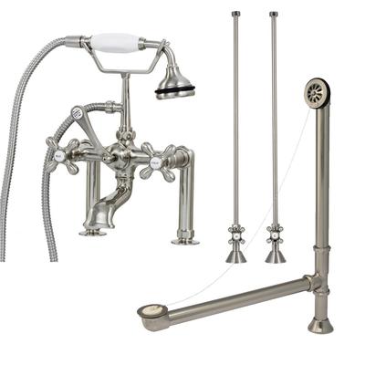 Randolph Morris Clawfoot Tub Rim Mount English Telephone Faucet with Handshower - Drain and Supply Lines Complete Set RM462DMCSBN
