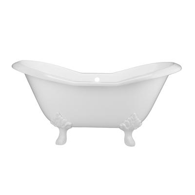 Randolph Morris Grace 72 Inch Cast Iron Double Slipper Tub - No Faucet Drillings RM72DS0LPW