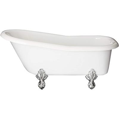 Restoria Bathtub Imperial 66 Inch Acrylic Slipper Clawfoot Tub - Tub Wall Faucet Drillings S551-C