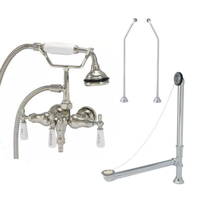 Randolph Morris Clawfoot Tub Wall Mount Downspout Faucet with Handshower - Tub Drain and Supply Lines Complete Set RM154TWCSC