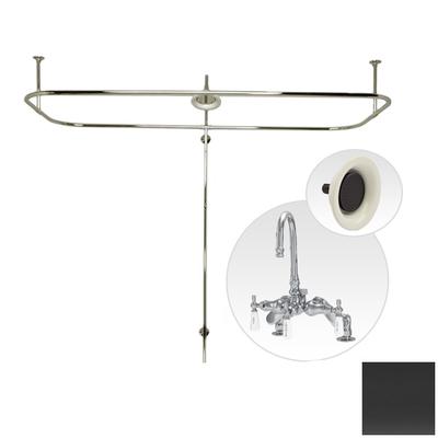 Randolph Morris Side Deck Mount Clawfoot Tub Shower Enclosure with Gooseneck Faucet and Sunflower Shower Head RM736SORB