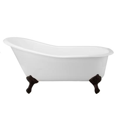 Randolph Morris Charlotte 67 Inch Cast Iron Slipper Clawfoot Tub - No Faucet Drillings LG67SL0WSIB