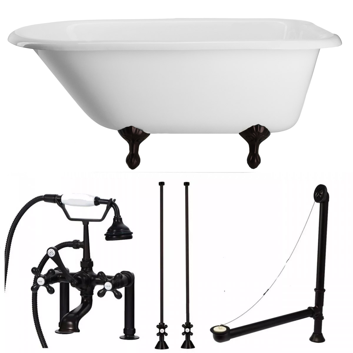 Randolph Morris Heritage 67 Inch Cast Iron Classic Clawfoot Tub and Faucet Package TUBSET27ORB-67
