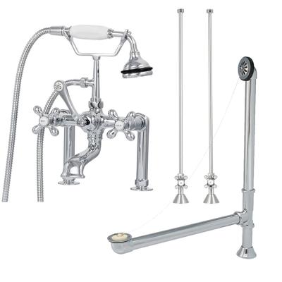 Randolph Morris Clawfoot Tub Rim Mount English Telephone Faucet with Handshower - Drain and Supply Lines Complete Set RM462DMCSC